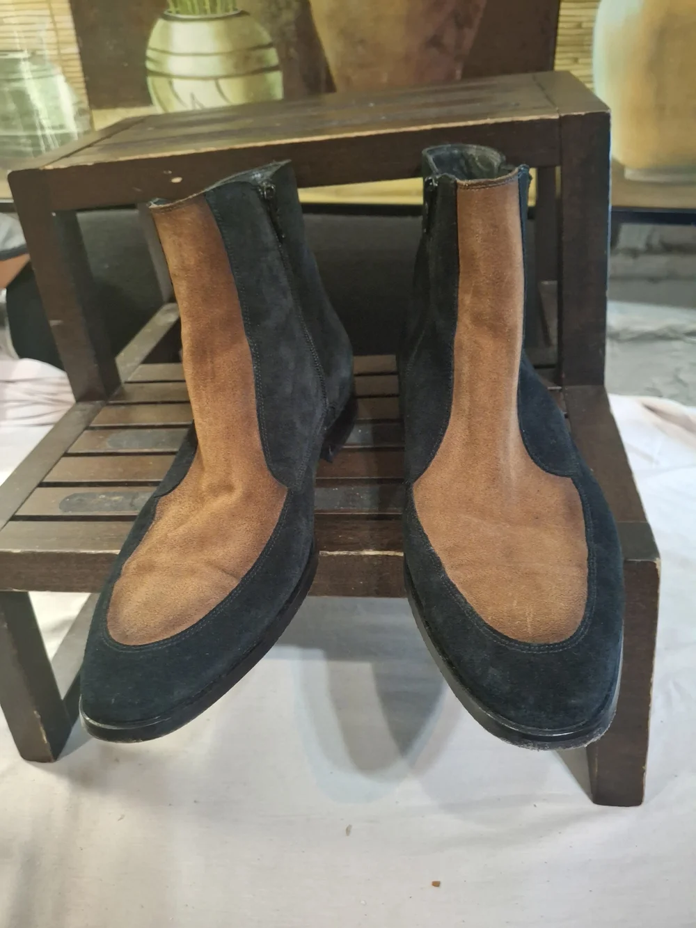 Men's Two-Tone Black and Brown Suede Chelsea Boots